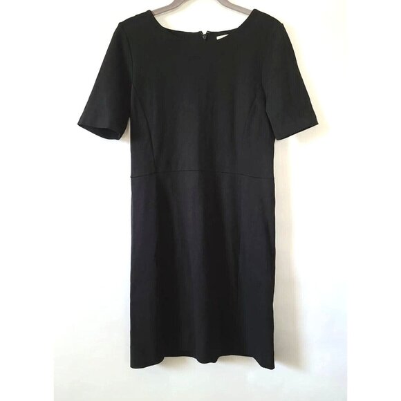 J Crew Factory Womens Short Sleeve Ponte Sheath Dress Sz 4 Black Back Zip EUC - Picture 1 of 7